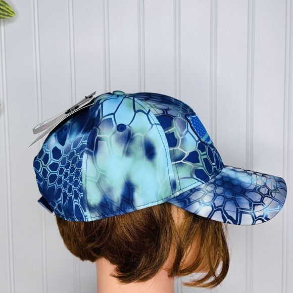Kryptek American Flag USA Patch Hat OS Adjustable Blue White Green Kaleidoscope - Picture 3 of 11